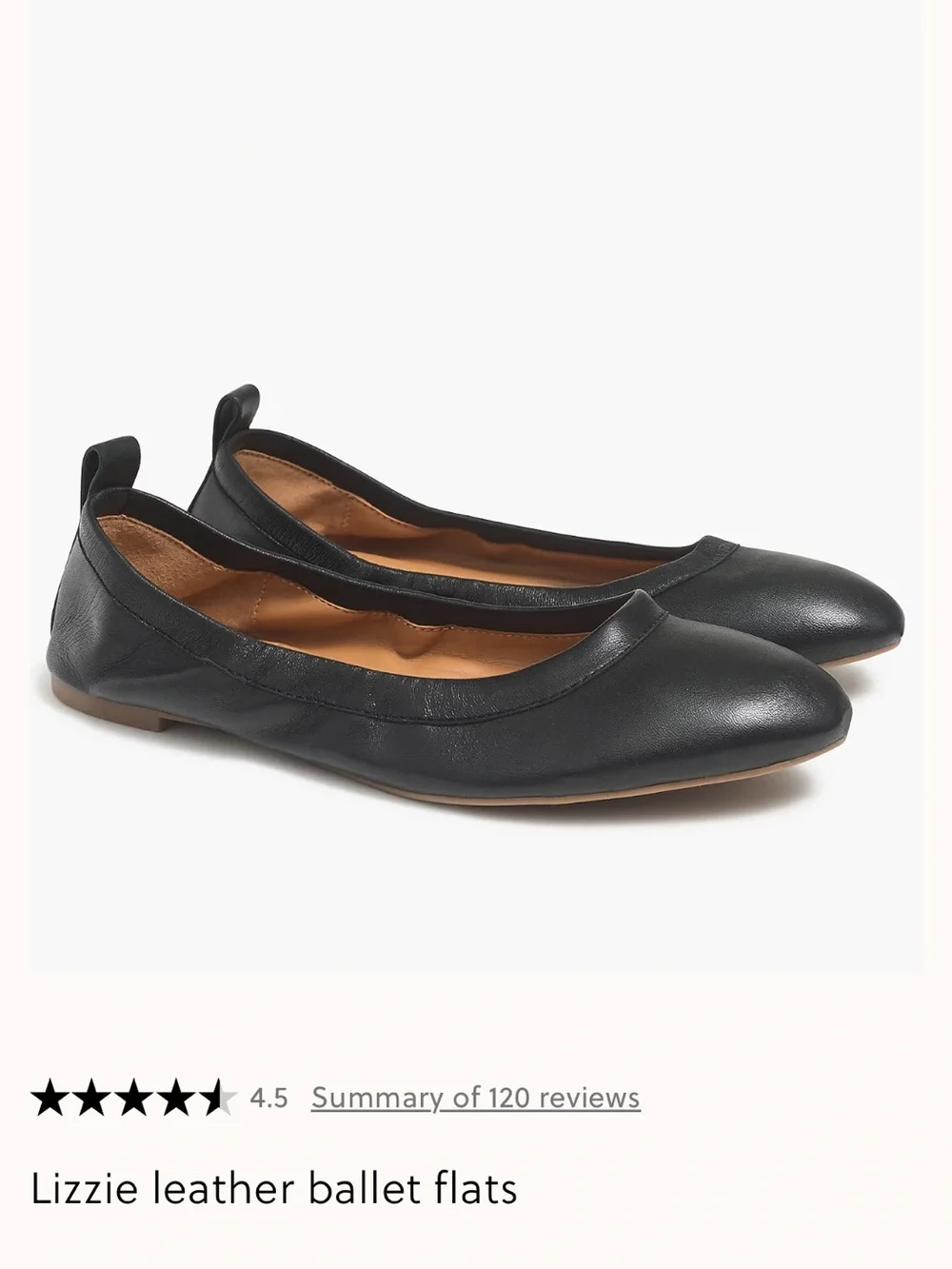J. Crew | Lizzie Leather Round Toe Ballet Flats | Black, Size 6.5